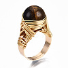 Adjustable Gemstone Round Finger Rings RJEW-T019-01A-KC-4
