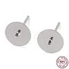 Rhodium Plated 925 Sterling Silver Stud Earring Findings STER-E068-01D-P-1