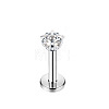 Stainless Steel Clear Cubic Zirconia Threadless Labret Stud WGC142D-11-1