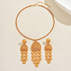 Vintage Alloy Long Tassel Hollow Flower Earrings & Necklaces Sets for Women HI3455-5