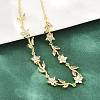 Brass Pave Cubic Zirconia Flower Link Chain Necklaces KK-CBA4547-18G-10-3