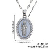 Elegant Vintage Brass Clear Shiny Cubic Zircon Saint Jude Pendant Necklaces with Enamel for Daily Wear LC4169-2-1