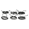 6Pcs 6 Style Adjustable Braided Imitation Leather Cord Bracelet Set with Waxed Cord for Men BJEW-F458-06-2