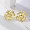 Brass Flower Stud Earrings EJEW-R016-17G-1