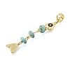 Brass Pave Cubic Zirconia Clear Cubic Zirconia & Synthetic Turquoise & Enamel European Dangle Charms GG-CBA3401-01G-A02-2