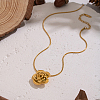 Minimalist 304 Stainless Steel Rose Flower Pendant Round Snake Chain Necklaces for Women KV0581-6