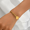 201 Stainless Steel Crystal Rhinestone Arc Bar Saint Benedict Medal Link Bracelets for Women RJ1740-3