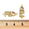 Rack Plating Brass Pave Clear Cubic Zirconia FE Heart Links Connector Charms KK-S379-24G-3