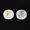 Brass Elder Futhark Alphabet Engraved Symbol Flat Round Natural Quartz Crystal Rune Stones G-I373-01B-3