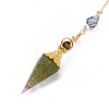 Resin Hexagonal Pointed Dowsing Pendulums(Brass Finding and Gemstone Inside) G-L521-A08-3