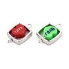 Polymer Clay Love Heart Beads with CCB Plastic Square Frame Connector Charms CLAY-T022-30M-2