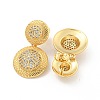 Flat Round Brass Pave Clear Cubic Zirconia Dangle Stud Earrings EJEW-M258-30G-2