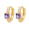 Brass Micro Pave Cubic Zirconia Hoop Earrings KK-Z166-12G-01-4