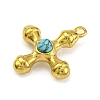 Synthetic Turquoise & 304 Stainless Steel Cross Pendants STAS-H221-01G-03-2