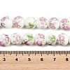 Handmade Flower Printed Porcelain Ceramic Beads Strands PORC-M007-10mm-07-7