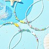 Ocean Synthetic Turquoise Starfish & Handmade Porcelain Fish & Glass Seed Beaded Necklaces for Women NJEW-JN06221-1