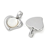 Brass Pave Natural White Shell Heart Charms KK-U043-27P-2