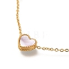 Ion Plating(IP) 304 Stainless Steel & Shell White Heart Bib Necklaces NJEW-F328-14G-01-2