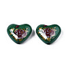 Flower Printed Opaque Acrylic Heart Beads SACR-S305-28-N03-2