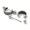 Textured 316 Surgical Stainless Steel Shield Barbell Hoop Earrings EJEW-Z050-57A-AS-2