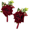 daSilk 2Pcs Rose Flower Silk Brooch with Plastic AJEW-CP0001-64-1