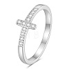 Cross Titanium Steel Micro Pave Clear Cubic Zirconia Finger Rings for Women FS-WG88B59-03-4