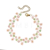 Flower Seed Bead Beaded Bracelet Sets with Cherry Quartz Glass for Women BJEW-MZ00350-02-3