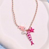 Summer Beach Porcelain & Resin Fish Starfish Pendant Cotton Cord Necklaces with Imitation Pearl WGC747D-01-1