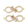 Brass Micro Pave Cubic Zirconia Bowknot Infinity Connector Charms KK-P350-23G-1