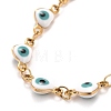 Enamel Heart with Evil Eye Link Chains Bracelet BJEW-P271-07G-02-2