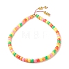 Golden Natural Lava Rock Round Power Beads Necklace for Kid NJEW-JN03759-2