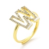 Mixed Color Enamel Initial Letter Adjustable Ring with Clear Cubic Zirconia RJEW-P045-01G-W-5