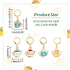 12Pcs 4 Style Alloy Enamel Teapot & Cup Charm Locking Stitch Markers HJEW-PH01674-2