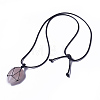 Natural Rose Quartz Beaded Pendant Necklaces NJEW-G324-B02-1