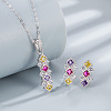 Rhombus Rhodium Plated 925 Sterling Silver Pave Colorful Cubic Zirconia Pendant Necklaces & Stud Earrings Sets for Women WGF0FD8-05-1