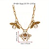 Alloy Crystal Rhinestone Bees Pendant Bib Pendant Necklaces with Imitation Pearl FS-WGD3FB1-01-5