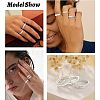 3Pcs 3 Styles Zinc Alloy Micro Pave Clear Cubic Zirconia Finger Rings FS-WG142C0-04-2