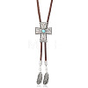 Alloy with Synthetic Turquoise Pendant Waxed Cord Bolo Tie Lariat Necklaces FS-WGCCEF8-08-1