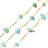 Brass & Synthetic Turquoise Link Chain CHC-D029-01G-1