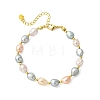 Natural Cultured Freshwater Pearl & Brass Beaded Bracelets for Women BJEW-JB13745-3