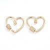 Brass Micro Pave Clear Cubic Zirconia Screw Carabiner Lock Charms X-ZIRC-I041-01G-2