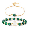 2Pcs Natural Malachite Bead Bracelets Sets PW-WGDB6DD-02-1