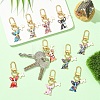 10Pcs 10 Styles Alloy Enamel Dog with Bone Pendant Decorations HJEW-YW00297-5