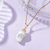 Nuggets Natural Baroque Keshi Pearl Pendant 304 Stainless Steel Satellite Chain Necklaces for Women NJEW-JN06030-1