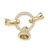 Ring Brass Micro Pave Clear Cubic Zirconia Fold Over Clasps KK-Z143-15G-1