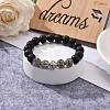 Natural Lava Rock Round Beads Essential Oil Anxiety Aromatherapy Stretch Bracelet for Girl Women Gift BJEW-JB07055-2