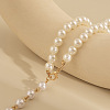 Alloy & White Imitation Pearl Round Beaded Link Chain Y Necklaces for Women FS-WG05D33-01-4