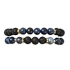 Adjustable Natural Apatite and Natural Lava Rock Stretch Bracelets BJEW-JB14150-03-3
