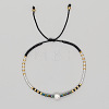 Bohemian Style Glass Seed Bead & Imitation Pearl Beads Braided Bead Bracelets JJ7327-7-1
