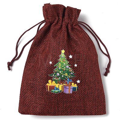 Christmas Theme Jute Cloth Storage Bags ABAG-F010-01B-08-1